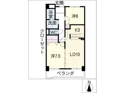 サンパークSHIMADA(2LDK/3階)の間取り写真