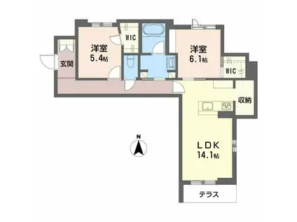 リヴィエール富沢(2LDK/1階)の間取り写真