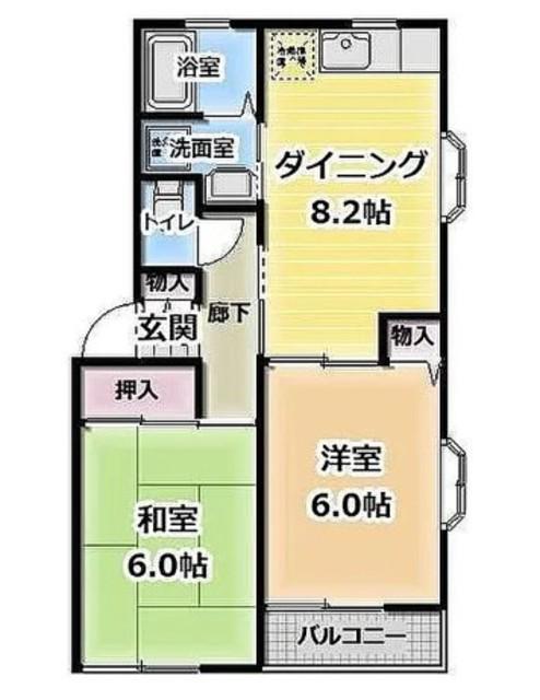 ハイツピボワーヌ(2DK/1階)の間取り写真