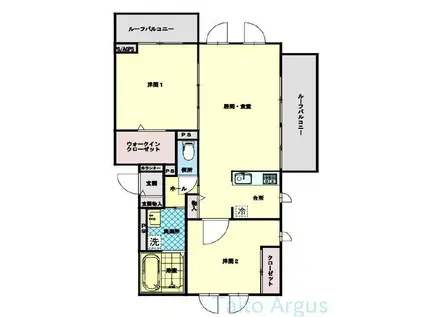 クーラ調布(2LDK/3階)の間取り写真