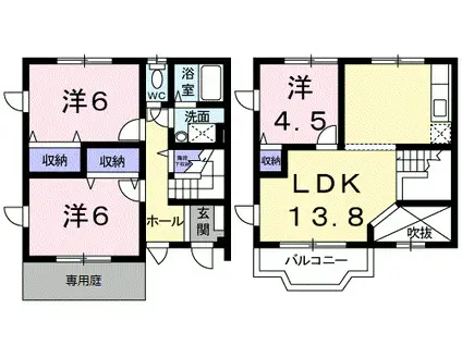 CRESTALL KOYA V(3LDK/1階)の間取り写真
