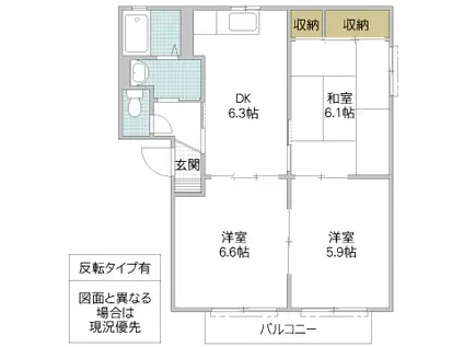 メゾンSAKURA(3DK/2階)の間取り写真