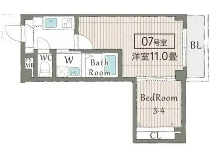 ヴェルステック南塚口(2K/3階)の間取り写真