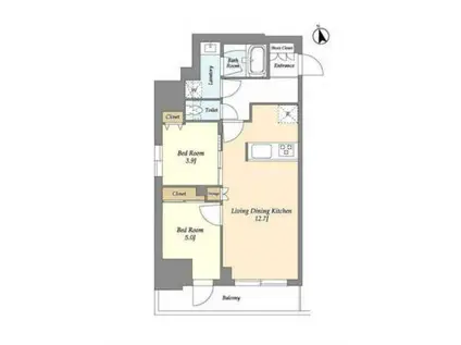 グランカーサ船堀II(2LDK/13階)の間取り写真