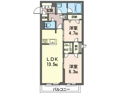 コートエトワール(2LDK/3階)の間取り写真