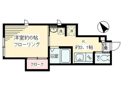 エストレーラ赤堤(1K/1階)の間取り写真