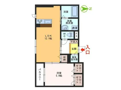 ノーザンクロス(1LDK/2階)の間取り写真