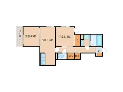 HOUSE OF GRACE(2DK/1階)の間取り写真