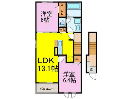 シエル クレール I(2LDK/2階)の間取り写真
