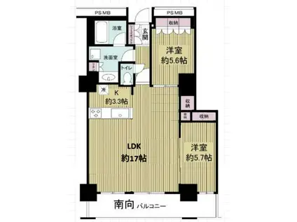 阿波座ライズタワーズフラッグ46(2LDK/23階)の間取り写真