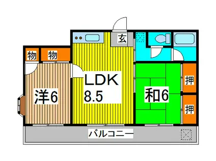 ハーベストI(2LDK/2階)の間取り写真