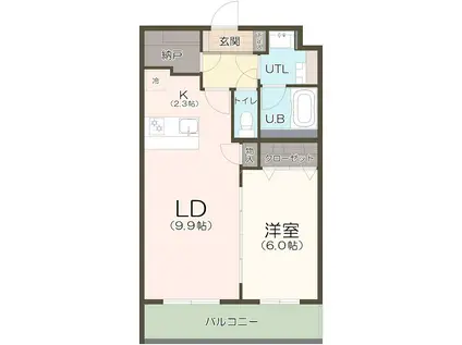 フォルトゥーナヴィータII(1SLDK/3階)の間取り写真