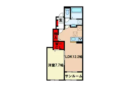 リヴァーサイド・フィオーレIII(1LDK/1階)の間取り写真