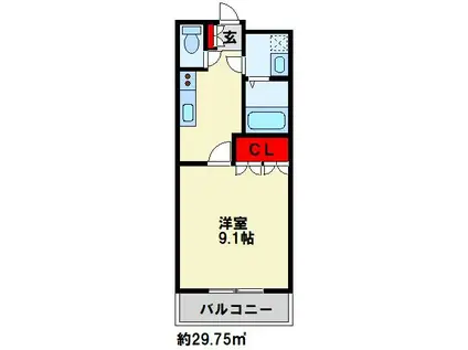 シェレン・バウム・F(1K/2階)の間取り写真
