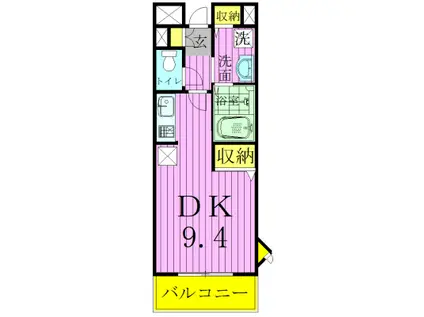 ブルースカイヒルズI(ワンルーム/1階)の間取り写真