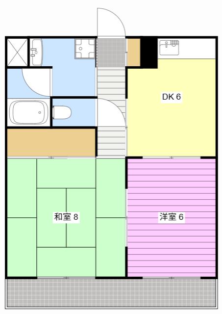 オズハウス3(2DK/2階)の間取り写真