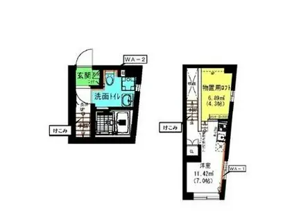 京王競馬場線 府中競馬正門前駅 徒歩4分 3階建 築7年(ワンルーム/2階)の間取り写真
