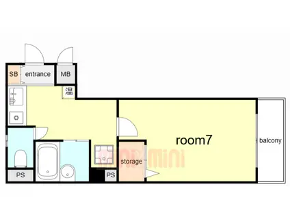 ドム・シンエイ(1K/3階)の間取り写真