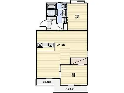 メゾン・ド・フール1(2LDK/1階)の間取り写真