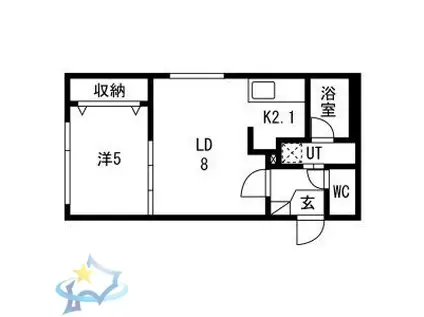 ドゥーロジュマンIII(1LDK/2階)の間取り写真