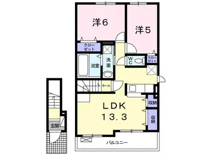 サン・グランデ鶴市(2LDK/2階)の間取り写真