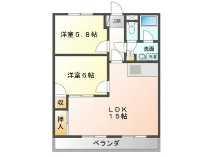 グリーンヒルズ香川(2LDK/2階)の間取り写真