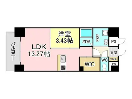 LEGEND鍛治町(1LDK/10階)の間取り写真