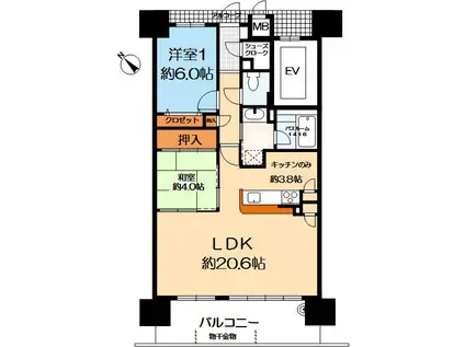 アルファステイツ西明石駅(2LDK/4階)の間取り写真