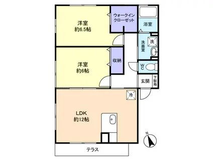 オリーブガーデンA棟(2LDK/1階)の間取り写真