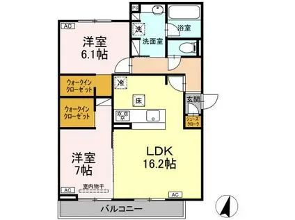 サン グレイス(2LDK/1階)の間取り写真