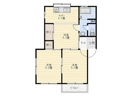 コーポ小西(2LDK/2階)の間取り写真