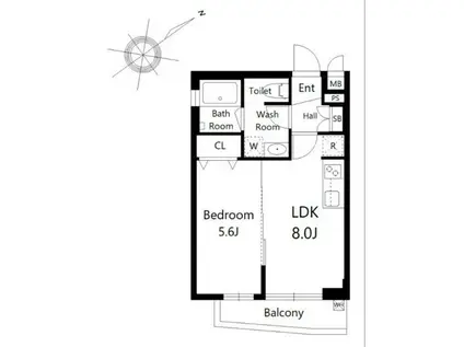REFRAME 5 池尻大橋(1LDK/2階)の間取り写真