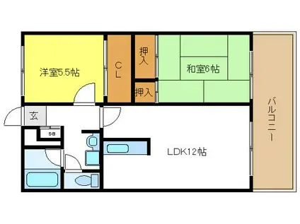エスポワール(2LDK/2階)の間取り写真
