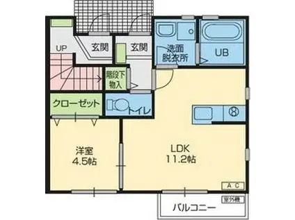 フリーデンII(1LDK/1階)の間取り写真