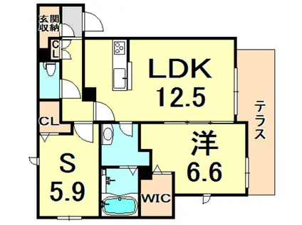 SOL.LEVANTE(1SLDK/1階)の間取り写真