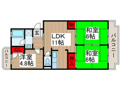 グレース武蔵浦和(3LDK/2階)の間取り写真