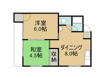 レイクサイドハイツB(2DK/1階)の間取り写真