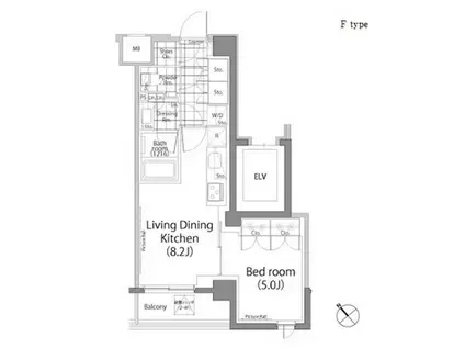 パークハビオ中目黒(1LDK/4階)の間取り写真