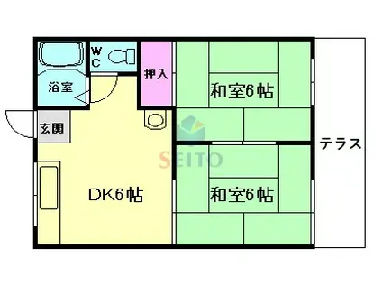 チェリーハイツ(2DK/1階)の間取り写真