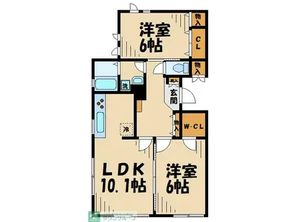 レイナスA棟(2LDK/1階)の間取り写真