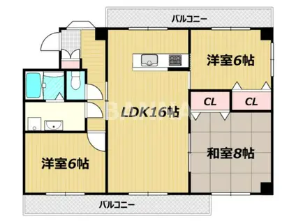 フローラII(3LDK/2階)の間取り写真
