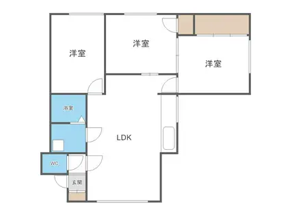 ファミリーハイツ北19条(3LDK/2階)の間取り写真