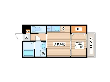 LEJADE(1DK/1階)の間取り写真