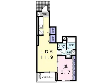 グッド・アイランド下妻(1LDK/1階)の間取り写真