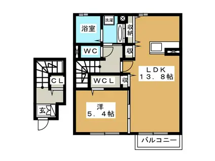 ルミエール・K(1LDK/2階)の間取り写真