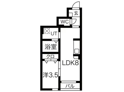 VOGUE HOUSE(1LDK/1階)の間取り写真