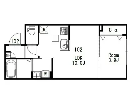 RESORTE(1LDK/1階)の間取り写真