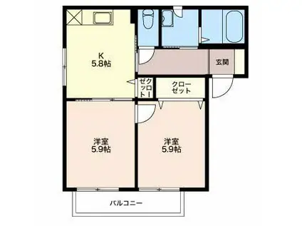 パストラルヒルD(2K/1階)の間取り写真