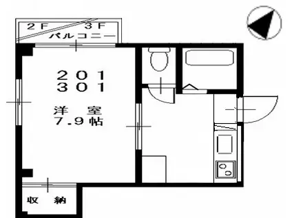 第2保志マンション(1K/3階)の間取り写真