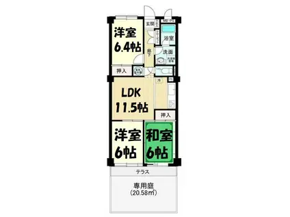 ルミネ春日部(3LDK/1階)の間取り写真